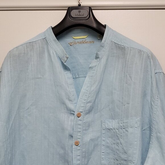 Carribean Mens Shirt Linen Blend Button Up 3XT Tall Roll Tab Long Sleeve Coastal - Picture 2 of 16